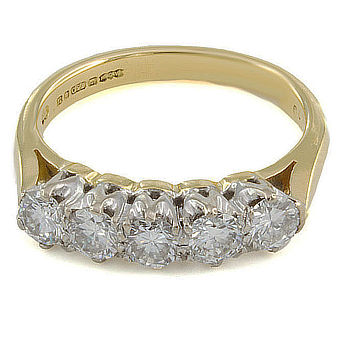 18ct gold Diamond 5 stone Ring size K